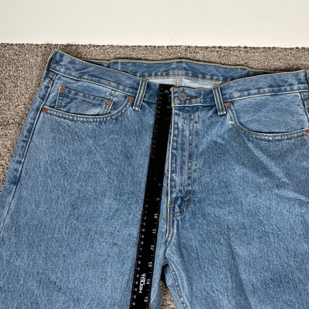 Levis Jeans Mens 38x29 Blue 505 Denim Pants Washed Out Regular Straight Workwear